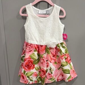 Place White and Pink Floral Kids Dress
